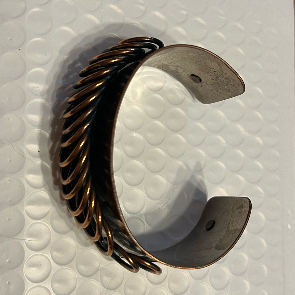 Vintage Signed Renoir Copper Shadow Coil Cuff Bracelet MCM Modernist - Picture 3 of 8